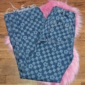 PacSun Flower Checker Ultra High Waisted Carpenter Pants
